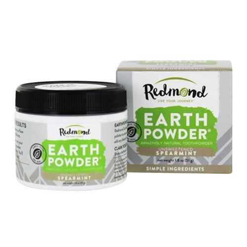 Redmond Earthpowder Amazingly Natural Toothpowder in Jar Unsweetened Spearmint, 1.8 Oz